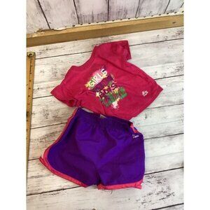 RBX Baby Girls 2pc Set T-Shirt & Short Size 12M Hot Pink Purple Casual Outfit